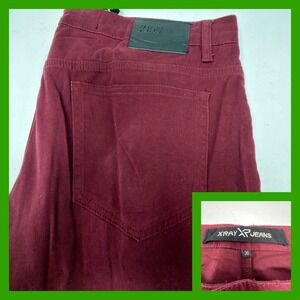 XRAY Jeans Men's 36 Burgundy Maroon Slim Straight Fit Stretch Denim Pants Red